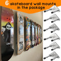 6 Packs Skateboard Wall Mount Aluminum Skateboard Hanger with Two Screw Holes for Display Skateboard Deck Storage Horizontal and Floats Vertically