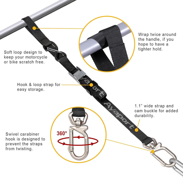 Ayaport Motorcycle Tie down Straps 1.1â X 7â (With Swivel Carabiner Hooks) Cam Buckle Tie Downs, Handlebar Strap for Dirt Bike, Motor Bike, Kayak,