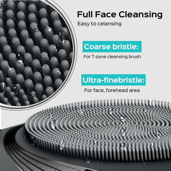 COSLUS Facial Cleansing Brush Face Scrubber : Portable Silicone Waterproof Rechargeable Face Wash Brush, 5 Cleansing Modes, Electric Deep Cleaning
