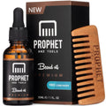 Premium Unscented Beard Oil & Comb Set - Thickens and Softens Beard, Relieves Itch & Dry Skin, 100% Natural, Fast-Absorbing Formula - Perfect for