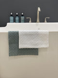 Extra Long Exfoliating Shower Towel Washcloth (Medium Exfoliate) - Dark Gray & Bone - (2 Pack)