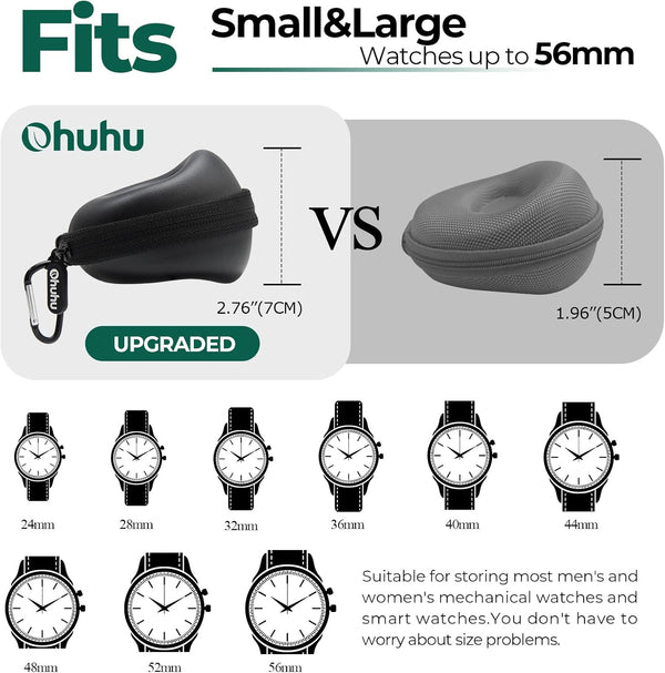 Ohuhu Watch Travel Case for Men Portable Single Watch Box and Storage Organizer for Wristwatches and Smart Watches Heightened Version up to 56Mm