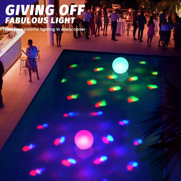 Rechargeable Floating Pool Lights, 6 Inch Light up Pool Balls with Underwater Lights Show, Color Changing LED Pool Light That Float, IP68