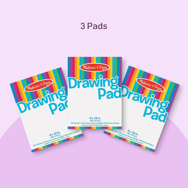 Melissa & Doug Drawing Paper Pad (9 X 12 Inches) - 50 Sheets, 3-Pack - FSC Certified