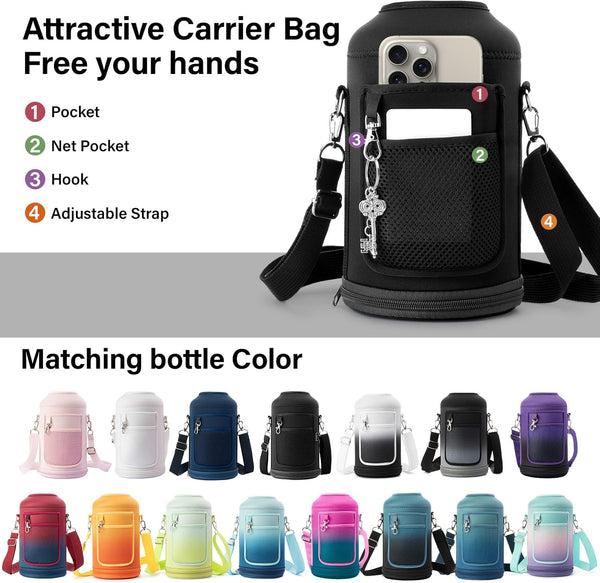 Insulated Water Bottle | Thickened Stainless Steel Vacuum Metal Thermos | Portable Sports Half Gallon Large Water Jug for Gym and Hiking with