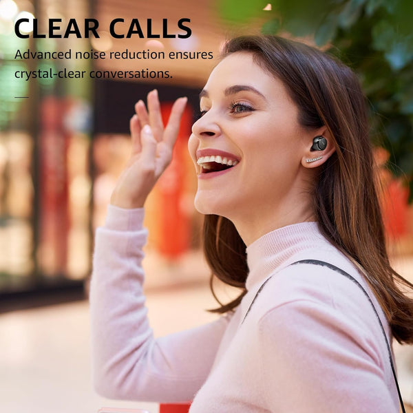 TOZO E1 Wireless Earbuds Build in Mic Clear Calls Ergonomic Light Weight Bluetooth 5.3 in Ear Headphones IPX6 Waterproof Premium Stereo Sound Ear