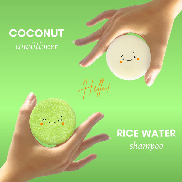 Muun Rice Water Shampoo and Conditioner Bar Pack 3 - Hair Growth, Thickening, Strengthening, anti Hair Loss, Volumize & Ph Balanced - Sulfate &
