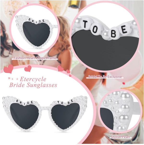 Etercycle Heart Sunglasses, Bride to Be Gifts Bachelorette Party Bride Sunglasses, Cute Glasses for Women Bachelorette Party