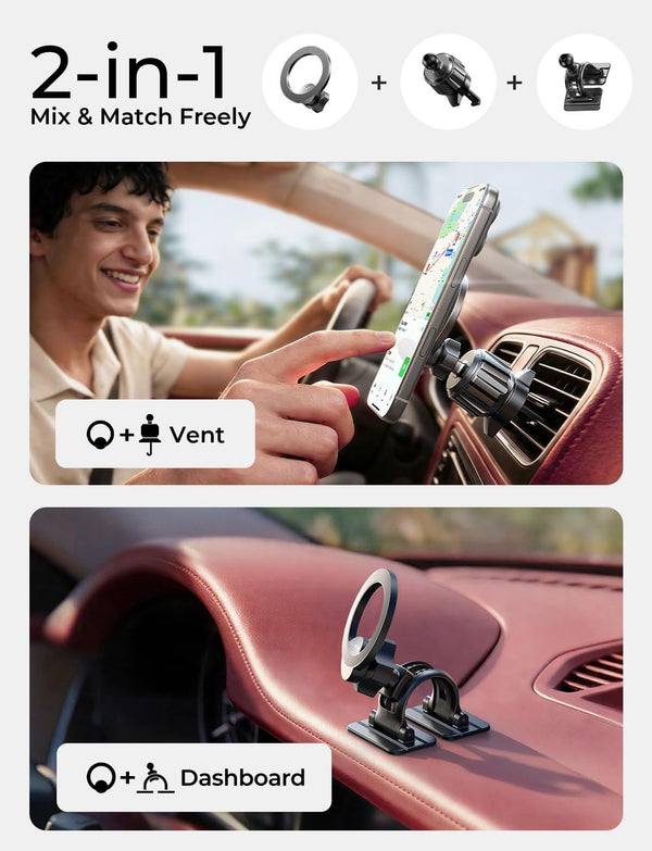 LISEN for Magsafe Car Mount [95% Increase Magnetism] Magnetic Phone Holders for Your Car,Car Accessories for Men Women Truck 360 Dashboard Vent