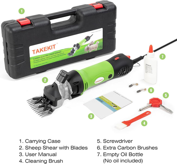 Sheep Shears, 500W Professional Heavy Duty Sheep Clippers for Grooming, 6 Speeds Electric Animal Shearing Clippers for Alpacas Llamas Lambs and