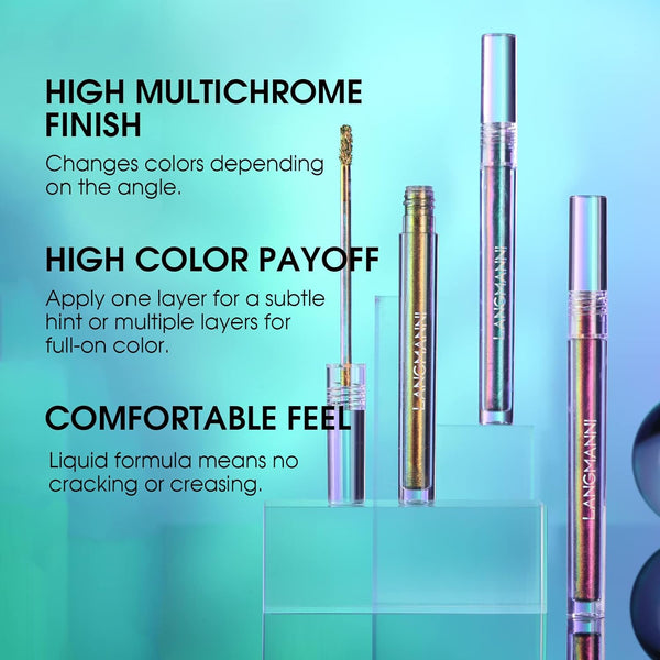 Jolilab Metallic Liquid Chameleon Eyeshadow, Multi-Dimensional Eye Looks, Long-Lasting Holographic Glitter Multichrome Eyeshadows Makeup