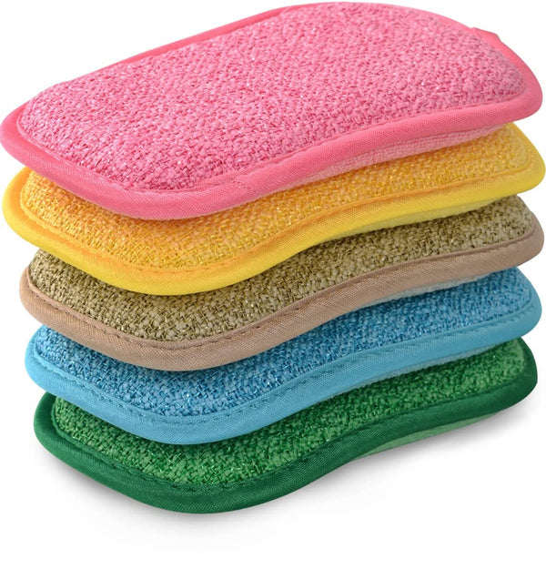 Multipurpose Kitchen Scrub Sponges, Heavy Duty Cleaning Non-Scratch Scrub Sponge, Reusable Microfiber Sponge for Household Cleaning, Random Colors