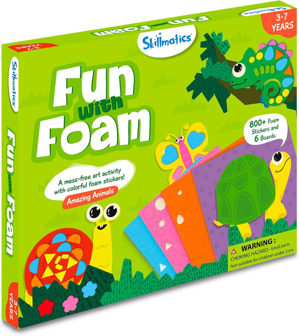 Skillmatics Foam Sticker Art Activity - Animals, Mess-Free Fun for Kids, 800+ 3D Foam Stickers, DIY Felt Craft Kits, Gifts for Boys & Girls Ages