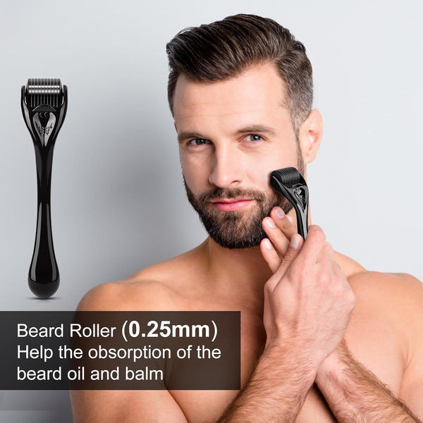 MALE GOD Beard Growth Kit, Beard Kit W/Beard Growth Oil, Balm, Comb, Massager for Spot/Patchy Beard, Gifts for Men Him Boyfriend Husband