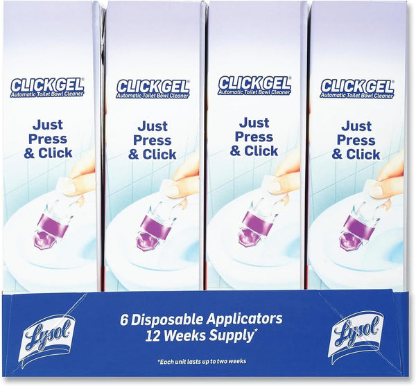 Lysol Click Gel Automatic Toilet Bowl Cleaner, for Cleaning and Refreshing, Lavender Fields, 6 Applicators (Pack of 1)