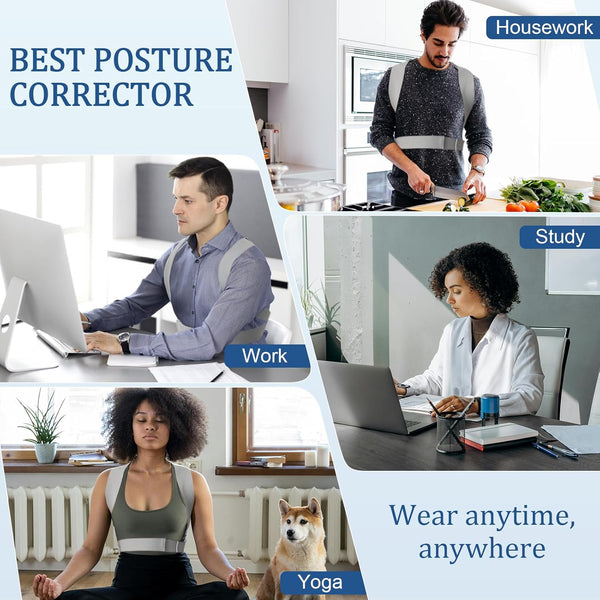 Posture Corrector for Women and Men, Adjustable Back Straightener, Upper Back Support Brace, Hunchback Posture Corrector - Relieves Neck,