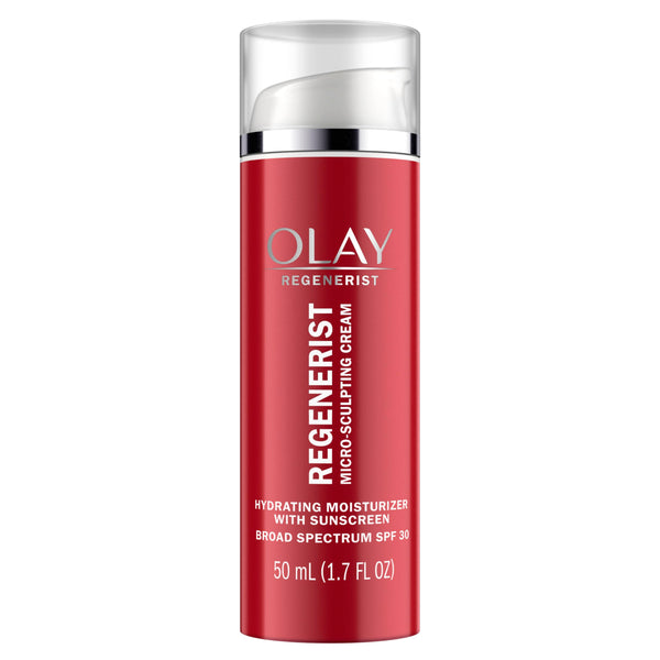 Face Moisturizer by Olay Regenerist Microsculpting Cream with SPF 30 Sunscreen and Vitamin E for Advanced Anti-Aging, 50Ml