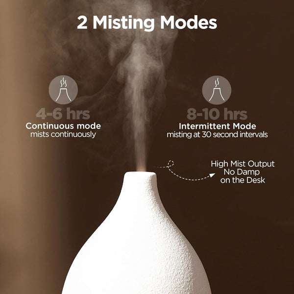 Innogear Oil Diffuser, 150ML Ceramic Diffuser for Essential Oils Handcrafted Aromatherapy Diffuser Ultrasonic Cool Mist Humidifier with 2 Mist