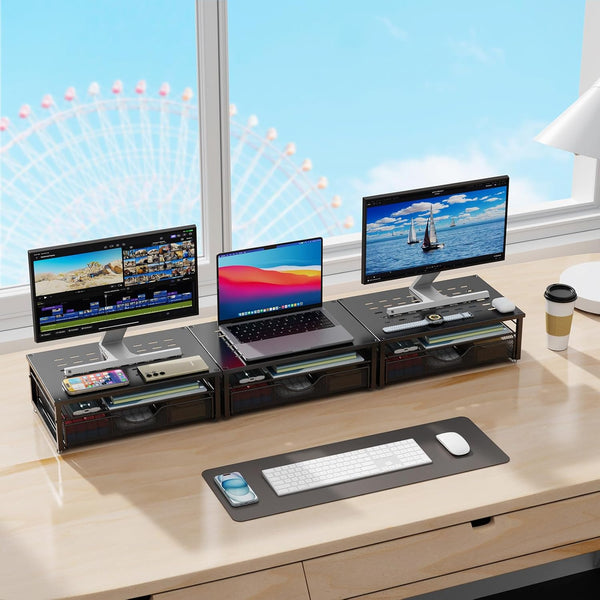 gianotter Computer Monitor Stand Riser, Desk Organizers and Accessories with Drawer, Office Desk Accessories & Workspace Desktop Organizers