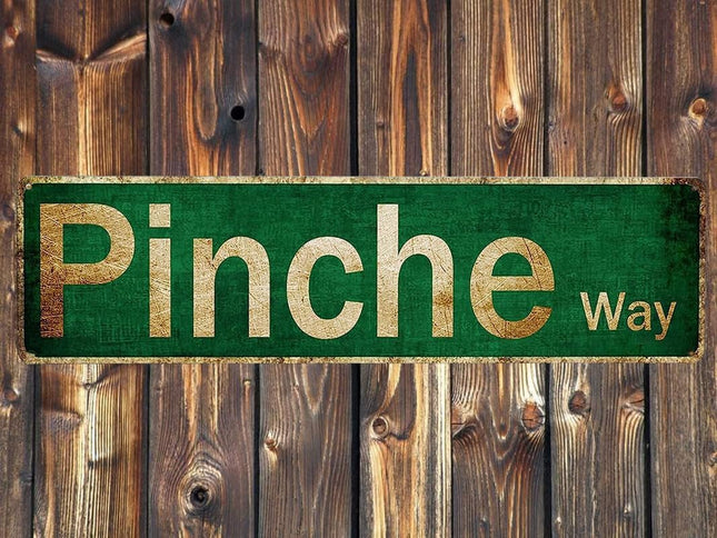 Vintage Pinche Way Metal Wall Decor - Funny Street Sign for Bedroom, Home Bar, Garage, Kitchen