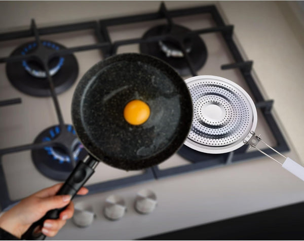 HIC Kitchen Heat Diffuser Reducer Flame Guard with Removable Handle, Stainless Steel