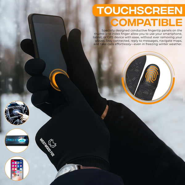 Winter Gloves Touchscreen Slightly Waterproof Thermal Warm anti Slip Running Cycling Gloves Windproof Glove with Elastic Cuffs for Men Women