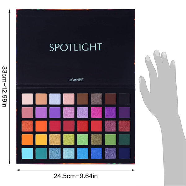 UCANBE Spotlight Eyeshadow Palette Professional 40 Color Eye Shadow Matte Shimmer Makeup Pallet Highly Pigmented Colorful Powder Long Lasting