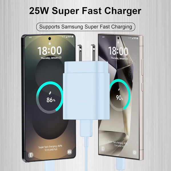 Super Fast Charger Type C,25W PD USB C Wall Charger Block & C to C Cable 6.6Ft for Samsung Galaxy S25/S24 Ultra/S24/S24+/S23