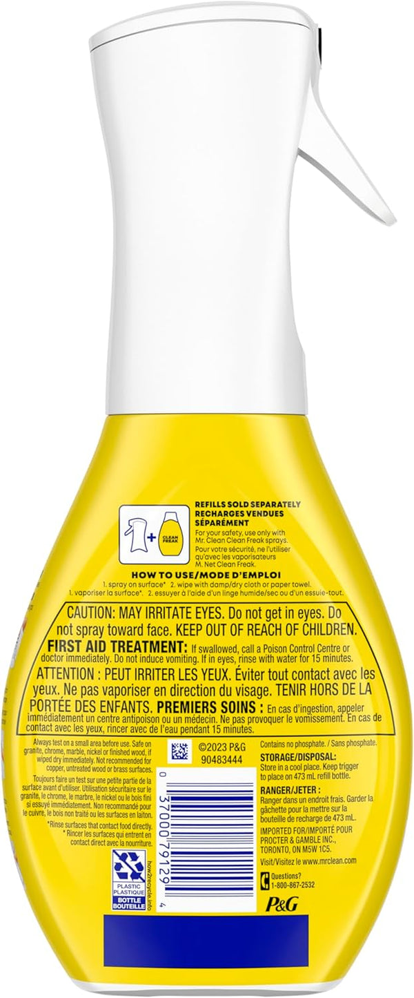 Mr. Clean Clean Freak Multi Surface Cleaning Spray, Deep Cleaning Mist Starter Kit and Refill Bundle, Lemon Zest Scent, 64 Fl Oz