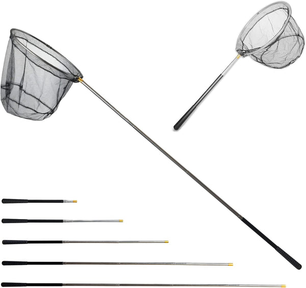 Fishing Landing Net with Aluminum Telescoping Pole 75" Long Handle,Rubber Coated Nylon Mesh,For