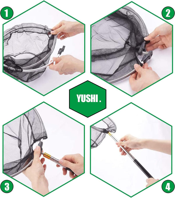 Fishing Landing Net with Aluminum Telescoping Pole 75" Long Handle,Rubber Coated Nylon Mesh,For