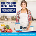 Fresh Guard - Set of 4 Reusable Storage Containers for Fridge - Anti-Oxidation - Avocado Saver and Tomato Holder + 6 Reusable Silicone Stretch