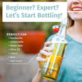 Otis Classic Swing Top Glass Bottles - Set of 6, 16oz w/Marker & Labels - Clear Bottle with Caps for Juice, Water, Kombucha, Wine, Beer Brewing,