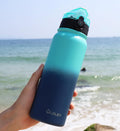 Oldley Insulated Water Bottle 20Oz for Adults Kids Stainless Steel Water Bottles with Straw/Chug/Carabiner 3 Lids Fruit Strainer Double Wall