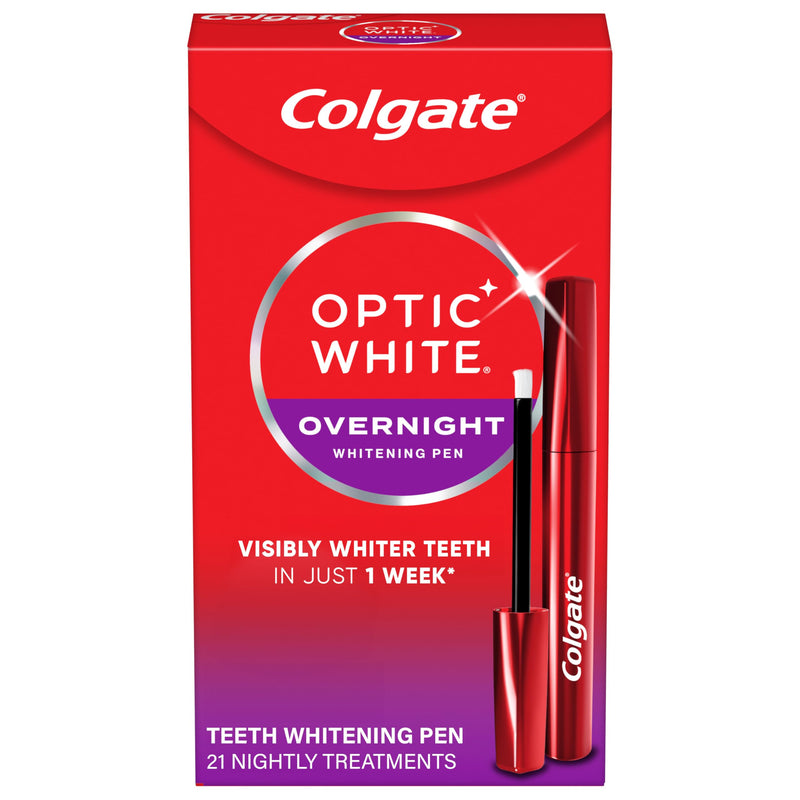 Colgate Optic White Overnight Teeth Whitening Pen, Hydrogen Peroxide Teeth Whitening Pen, Visibly Whiter Teeth in Just 1 Week When Used as