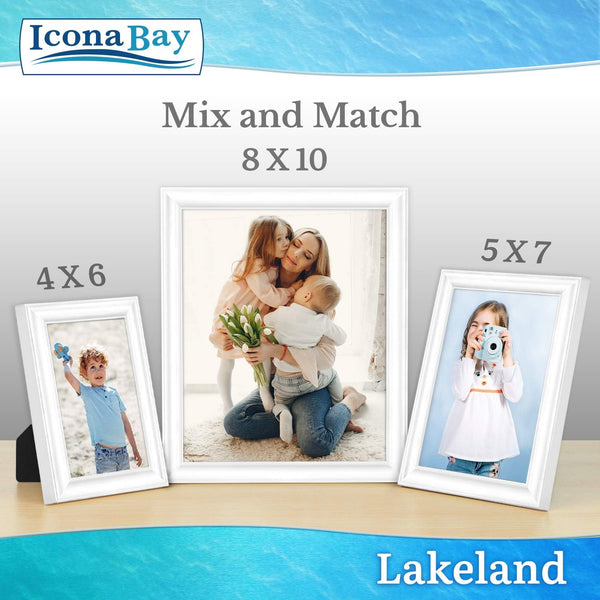 Icona Bay 4X6 White Picture Frame - Contemporary Photo Frame 4 X 6 - Composite Wood Frame for Walls or Tabletop - Lakeland Collection