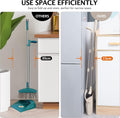 Broom and Dustpan Set with Long Handle, Light Weight Stainless Steel Poles Stand Upright Dustpans with Broom Combo for Home Kitchen Office Pet Dog