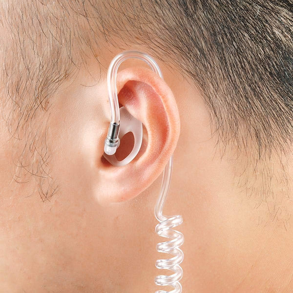 Two Way Radio Ear Mold Replacement Soft Silicone Ear Insert for Acoustic Coil Tube Earpiece (Transparent, 5 Pair Large)