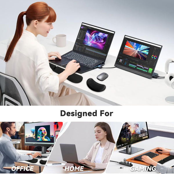 Zibly Ergonomic Gel Memory Foam Keyboard Wrist Rest & Mousepad Rests for Computer, Silky Wrist Rest for Typing, Laptop, and Mouse Desk Pads