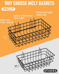 INCLY 4 Pack Pegboard Baskets Bins Set, 4 Size Square Style Black Metal Wire Basket for Any Peg Board Organizing Tools, Pegboard Accessories for
