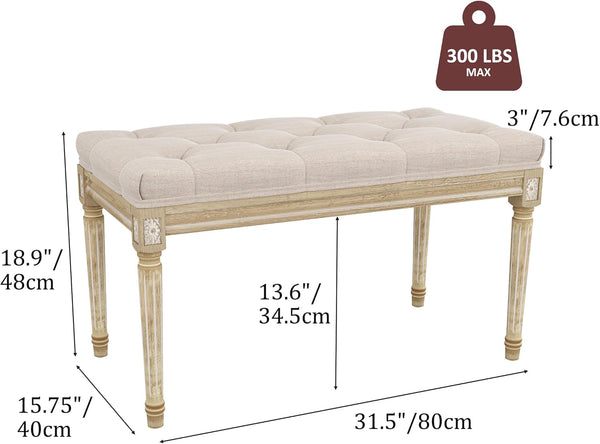 Yusong Upholstered Bench,Bedroom Bench for End of Bed,Piano Bench Dining Bench Entryway Shoe Bench with Button Tufted Padded Seat for Living Room,