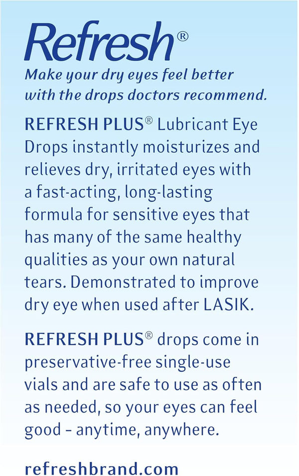 Refresh Plus Lubricant Eye Drops, Preservative Free, Single Use Containers, 30 Count 30 Count (Pack of 1)