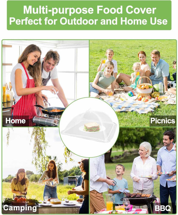 Large Food Cover,6 Pack Mesh Food Tent,17"X17",White Nylon Covers,Pop-Up Umbrella Screen Tents,Patio Net for Outdoor Camping, Picnics,