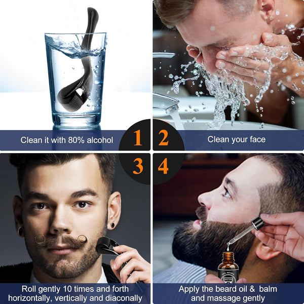 MALE GOD Beard Growth Kit, Beard Kit W/Beard Growth Oil, Balm, Comb, Massager for Spot/Patchy Beard, Gifts for Men Him Boyfriend Husband