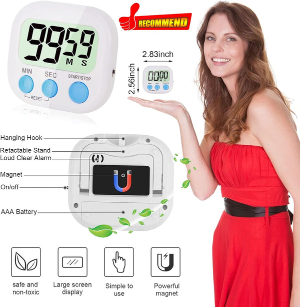 4-Piece Multi-Function Electronic Timer, Learning Management, Suitable for Kitchen, Study, Work, Exercise Training, Outdoor Activities(Not