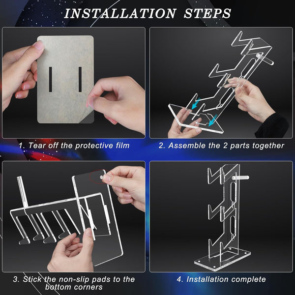 FYY Game Controller Holder 3 Tiers - Universal Dual Stand and Headphone Holder, Acrylic Clear Display Compatible with Nintendo Switch, Xbox, PS5,