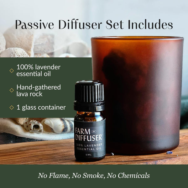 Volcanic Stone Diffuser with Lavender Essential Oil â Lava Rock Diffuser for Essential Oils | Cordless Passive Diffuser for Desk, Bedroom, or