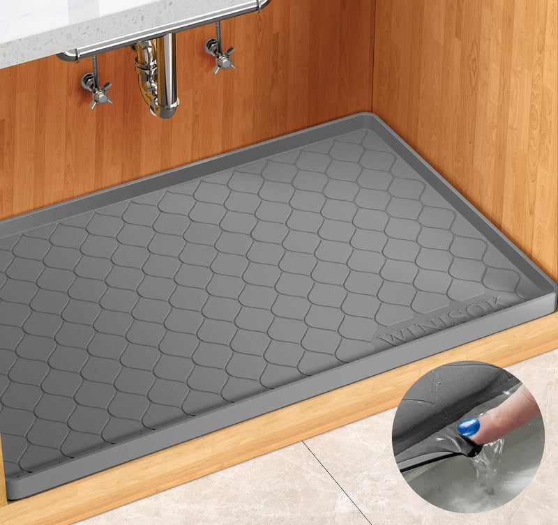 Silicone under Sink Mat 34" X 22", Kitchen Essentials and Gadgets, Shelf Liner and Cabinet Protector, Home Organizers and Storage, Waterproof