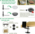 Upgraded Bird Feeding Station Kit,Deck Railing Mounted Birds Feeder Pole for Balcony with 3 Hooks,Bird Bath,Metal Mesh Tray and Suet