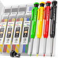 Nicpro 4 Pack Carpenter Pencil with Sharpener, Mechanical Carpenter Pencils with 52 Refills, Construction Pencil Heavy Duty Woodworking Pencils